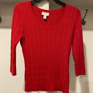 Ann Taylor LOFT red scoop neck sweater, size extra small